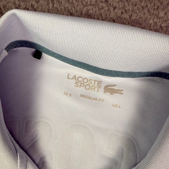 Lacoste Miami Open Tennis Polo Shirt Mens Large (5) Green Teal Snap Button - Picture 4 of 13